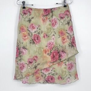 Vintage Y2K Connected Petite Women's  Skirt Size 10P Floral Asymmetrical Hem